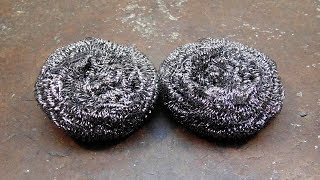 Damascus steel from steel pot scrubber + recipe.