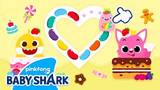 Valentine's Day with Baby Shark⎪Shall We Draw a Heart with Candies?⎪Pinkfong ABC Tracing World App