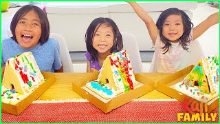 Gingerbread House Decorating Challenge with Ryan Emma and Kate!