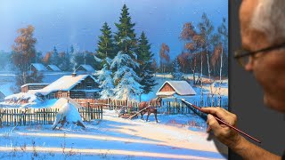 "Русская зима"  Пишем акрилом. Художник - композитор: Юшкевич Виктор Н.