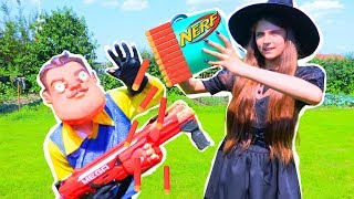 Nerf Битва с Бабой Ягой или как МЫ ОБХИТРИЛИ ПРИВЕТ СОСЕДА