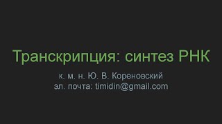 Транскрипция: синтез РНК