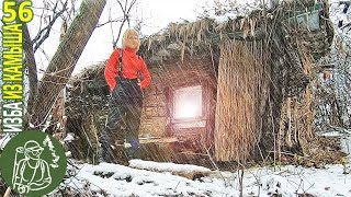 В дождь и снег топлю в Избушке камин и готовлю пирог ???? Бушкрафт в Избе из камыша - Серия 56
