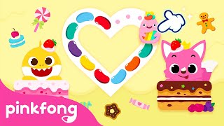 Valentine's Day with Baby Shark⎪Shall We Draw a Heart with Candies?⎪Pinkfong ABC Tracing World App