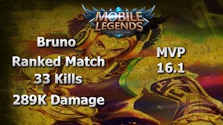 Mobile Legends Bruno Ranked Gameplay / 35 Min Long Match / Quadra