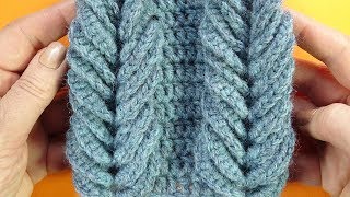 Супер узор для снуда   Объемная коса крючком Crochet stitch  118
