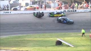 Slinger Super Speedway Bee Slow Roll Over and Hard Wall Hit