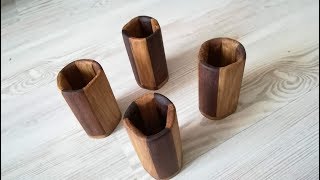 Эксклюзивные деревянные рюмочки из дуба и тика хаотичной формы