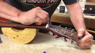 Boudreau Guitars - replacing the nut on the Mahogany Troublemaker