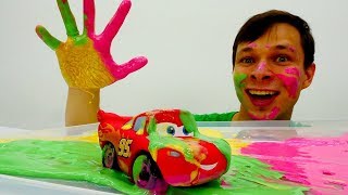 Цветные гонки для Молния Маквин. Игрушки из мультика Тачки.
