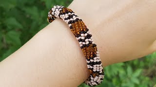 Herringbone beaded bracelet/DIY bracelet/Браслет из бисера/Браслет ПИТОН/Бисероплетение/Жгут иглой