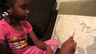4 year old Mensa member reads a blank map of the US