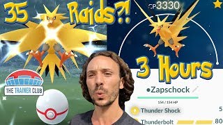 35 RAID in 3 HOURS?! IS IT POSSIBLE?? SHINY ZAPDOS RAIDING FRENZY! 2 100 IV ZAPDOS - Pokemon Go