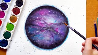 Painting a galaxy with watercolours | Leontine van vliet