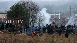 Belarus: Drone captures migrants and Polish security clashing at Bruzgi-Kuznica border crossing