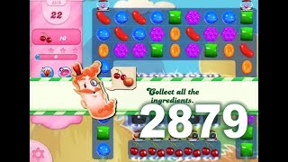 Candy Crush Saga Level 2879 (22 moves version, 3 stars, No boosters)