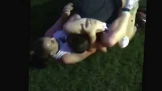 Girl who is skilled in Brazilian Jiu Jitsu takes on boys at a park