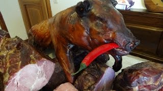 Копчение ПОРОСЕНКА ! Ошейка и колбасы !