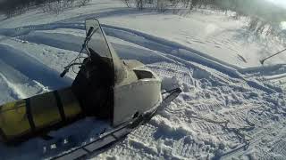 Снегоход SM-001 испытание на тягу ,  тащим буран мд