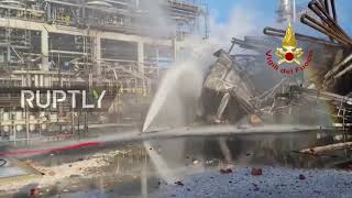 Italy: Emergency operations tackle Livorno refinery explosion in Tuscany