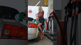 Ania-heels at the gas station ️ #shorts #legs #heels