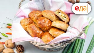 Аппетитные пирожки с курицей, курагой, лососем, нутом, луком и яйцом