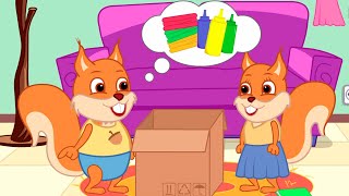 Famille d'Écureuil - Art De La Peinture Arc-en-ciel Animé 2022 en Français