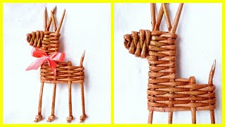 Новогодняя игрушка ОЛЕНЬ из газетных трубочек! DIY