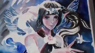 Как нарисовать эльфа акварелью.How to draw elf watercolor.