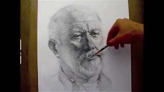 "Herman", 2 hours live crosshatching drawing demo by Zimou Tan.