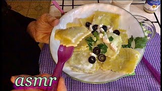 Quiet ASMR ? Simple Supper tonight Ricotta & Spinach filled pasta