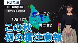北海道の各地に霜注意報　旭川は最低気温7℃予想