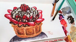 Strawberry Shortcake in Gouache Sketchbook Sunday