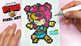 НИТА из ИГРЫ BRAWL STARS РИСУНКИ ПО КЛЕТОЧКАМ -PIXEL ART