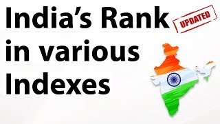 India's rank in various indexes 2018 (Updated & Latest) till December 2018 - Current affairs 2018