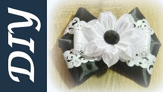 Заколка для волос в школу Бант канзаши/Hairpin school Bow kanzashi