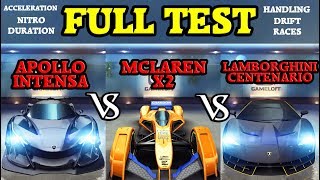Asphalt 8 - FULL TEST (INTENSA vs X2 vs CENTENARIO)