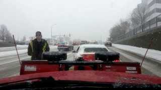 F150 Plow Helps Push Stuck Mustang out of the Snow: Good Deed
