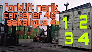 Forklift 28 ton narik cont office 40 feet sekaligus 4 container sekali tarik.. MantapP