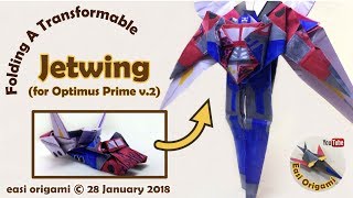 How to make a Papercraft, Origami Jetwing combiner (requires 1 straight cut)