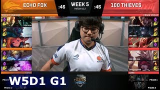 Echo Fox vs 100 Thieves | Week 5 Day 1 S8 NA LCS Summer 2018 | FOX vs 100 W5D1