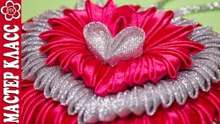 Подвеска Сердце Канзаши / Видео урок Куликовой / St. Valentine Kanzashi