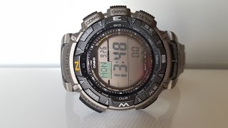 Титановые Casio ProTrek PRG-240T-7E, обзор и настройка. (Review and setting)