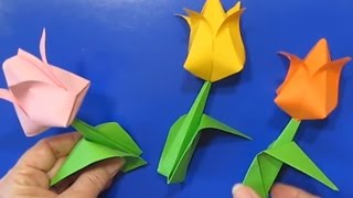Как Сделать Подарок Маме Своими Руками Тюльпаны Цветы из Бумаги Оригами Легкие Поделки с детьми!