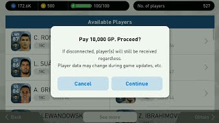 Used 170.000 GP to Open Regular Agents PES 2018 Mobile