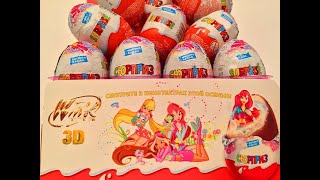 36 Киндер Cюрпризов,Unboxing Kinder Surprise Eggs Winx Club игрушки по мультику Феи Клуб Винкс