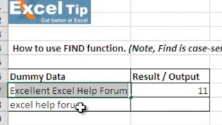 How to use the FIND function in Excel