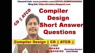COMPILER DESIGN(CD)  SHORT ANSWER QUESTIONS