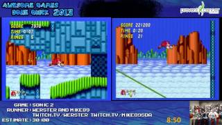 Sonic 2  - Speed Run Race in 0:26:00 mike89 VS Werster (Awesome Games Done Quick 2013) Sega Genesis