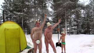 ноябрьская баня в лесу / mobile sauna, caravaning